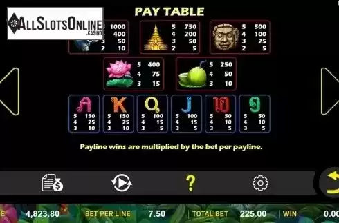 Paytable . Jungle Treasure (Aspect Gaming) from Aspect Gaming
