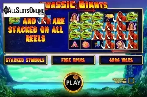 Screen 1. Jurassic Giants from Pragmatic Play
