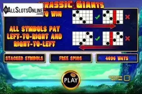 Screen 2. Jurassic Giants from Pragmatic Play