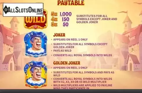 Paytable . Joker Goes Wild from Skywind Group