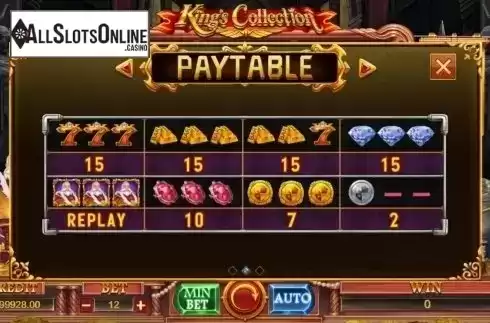 Paytable. King Collection from TIDY