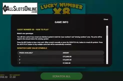 Info 1. Lucky Number x8 from Hacksaw Gaming