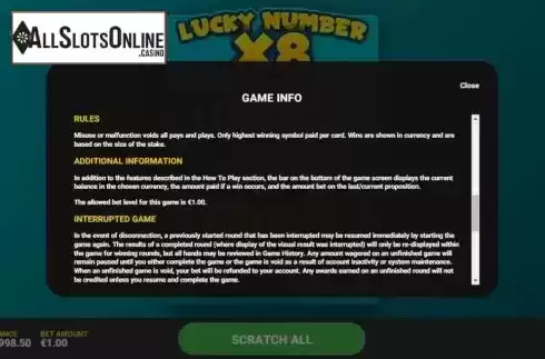 Info 3. Lucky Number x8 from Hacksaw Gaming