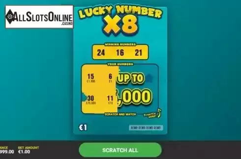 Game Screen 1. Lucky Number x8 from Hacksaw Gaming