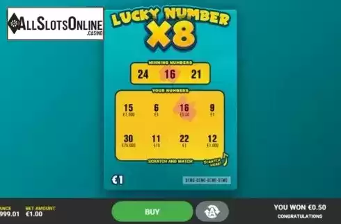 Game Screen 2. Lucky Number x8 from Hacksaw Gaming