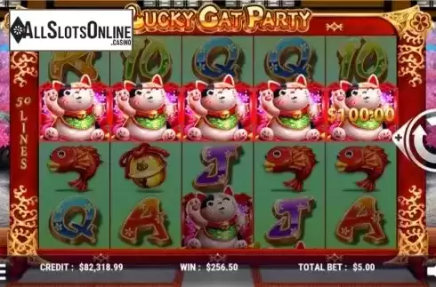Win screen 2. Lucky Cat Party from Slot Factory