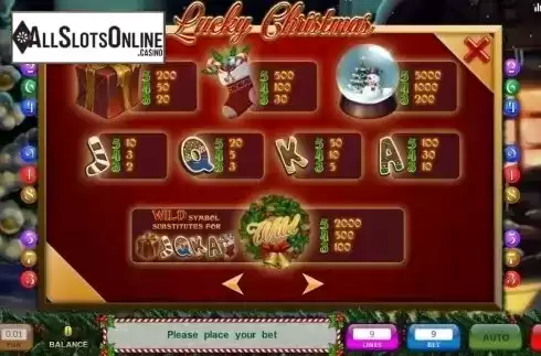 Paytable. Lucky Christmas from InBet Games