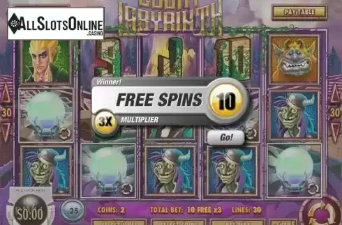 Free spins intro screen. Lucky Labyrinth from Rival Gaming