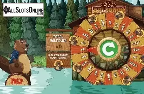 Bonus Wheel Screen. Lumberjack Cash from Mutuel Play