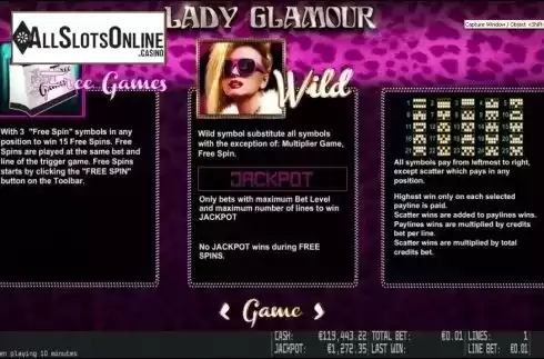Paytable 2. Lady Glamour HD from World Match