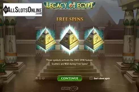 Intro screen 1. Legacy Of Egypt from Play'n Go