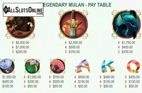 Paylines. Legendary Mulan from Mobilots