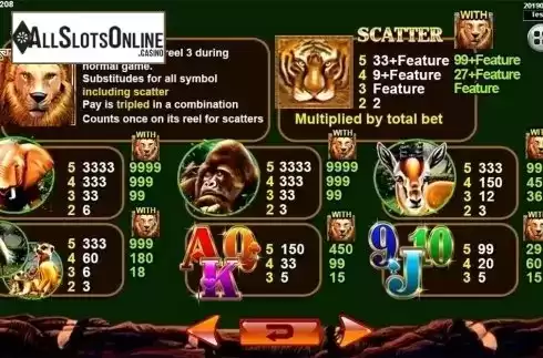 Paytable . Lion Emperor SA from Spadegaming