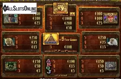 Paytable 1. Pyramid Of Gold from Casino Technology