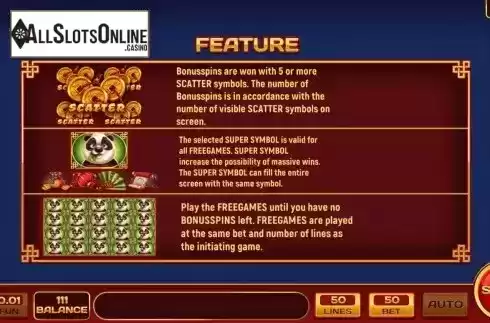 Game Features screen 2