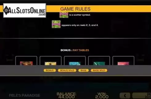 Game Rules 2. Pele's Paradise from High 5 Games