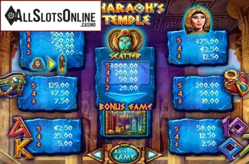 Paytable 1. Pharaoh's Temple from Felix Gaming