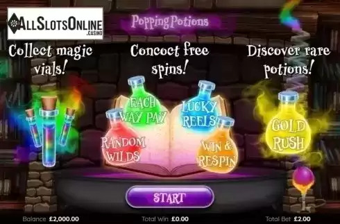 Start Screen. Popping Potions from Endemol Games