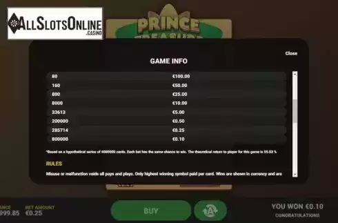 Info 2. Prince Treasure from Hacksaw Gaming