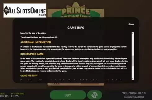 Info 3. Prince Treasure from Hacksaw Gaming
