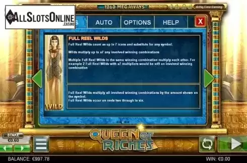 Paytable 3. Queen of Riches from Big Time Gaming