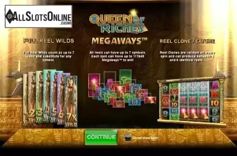 Game features. Queen of Riches from Big Time Gaming