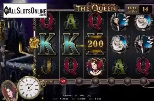 Free Spins screen. Queen of Spades (Thunderspin) from Thunderspin
