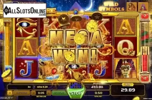 Mega Win screen. Ramses Treasure from GameArt