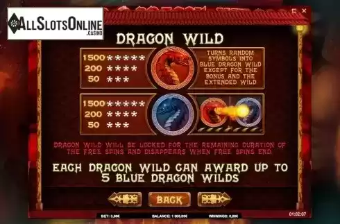 Paytable 3. Red Dragon Wild from iSoftBet