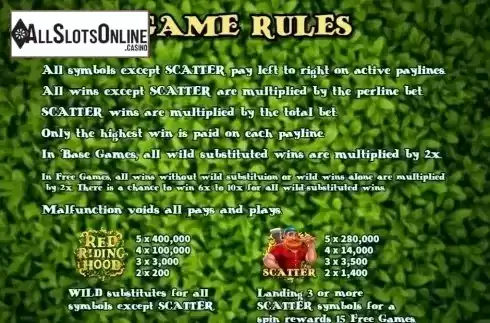 Paytable 1. Red Riding Hood (KA Gaming) from KA Gaming