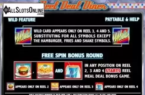 Paytable 2. Reel Deal Diner from Gamesys