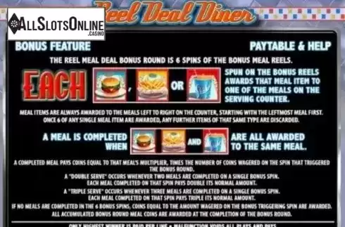 Paytable 3. Reel Deal Diner from Gamesys