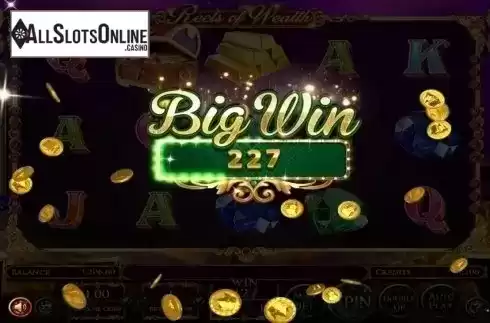 Big Win Screen. Reels Of Wealth from Betsoft