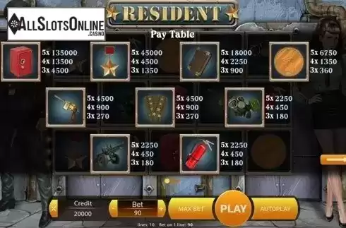 Paytable . Resident (X Play) from X Play