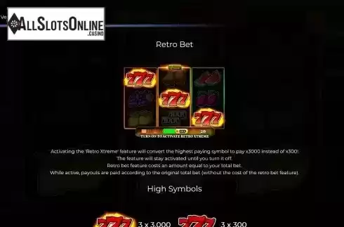 Retro Bet feature screen