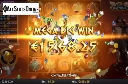 Mega Big Win Screen. Rise Of Olympus from Play'n Go