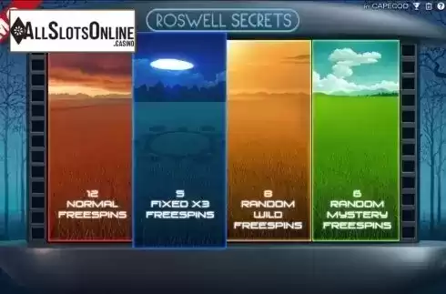 Free spins mode choosing screen. Roswell Secrets from Capecod Gaming