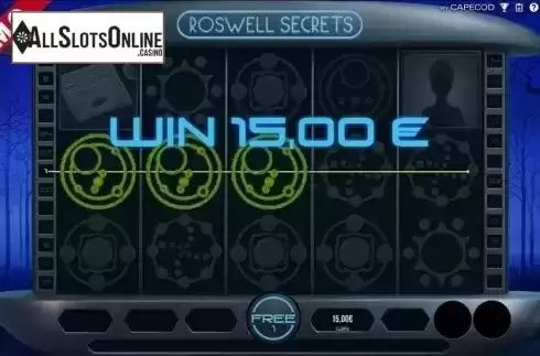 Free spins win screen. Roswell Secrets from Capecod Gaming