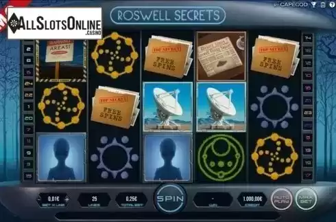 Reels screen. Roswell Secrets from Capecod Gaming