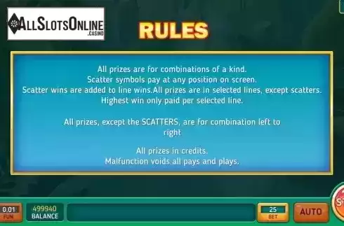 Game Rules screen