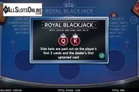Start Screen. Royal Blackjack from Live 5