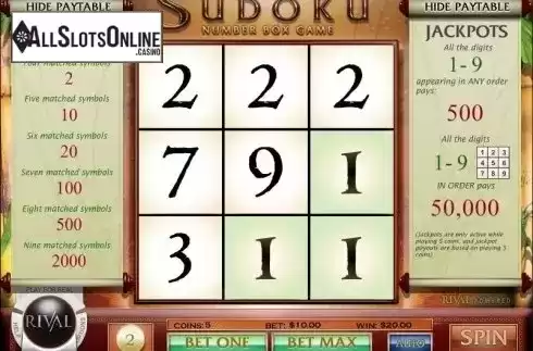 Win screen. Sudoku Box Game from Rival Gaming