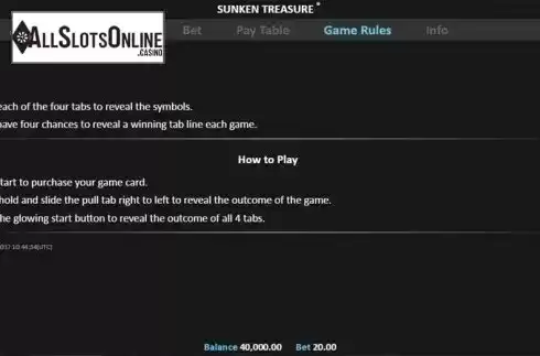 Paytable 3. Sunken Treasure Pull Tab from Realistic
