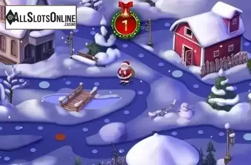 Bonus Game screen. Santa's Village from Habanero