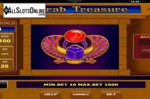 Win Screen. Scarab Treasure from Amatic Industries
