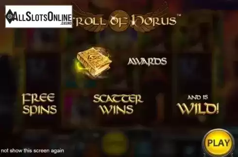 Start Screen. Scroll of Horus from Nucleus Gaming