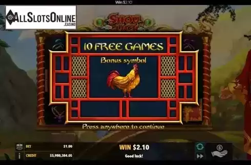 Free Spins screen