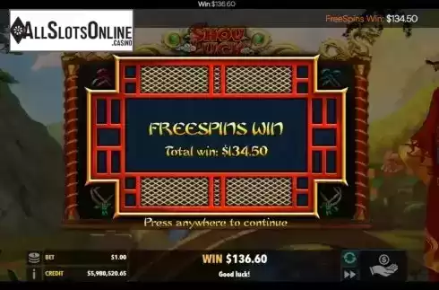 Total Win Free Spins screen