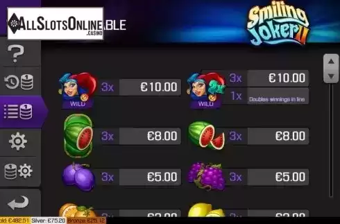 Paytable screen 1. Smiling Joker 2 from Apollo Games