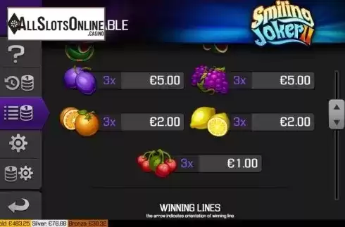 Paytable screen 2. Smiling Joker 2 from Apollo Games